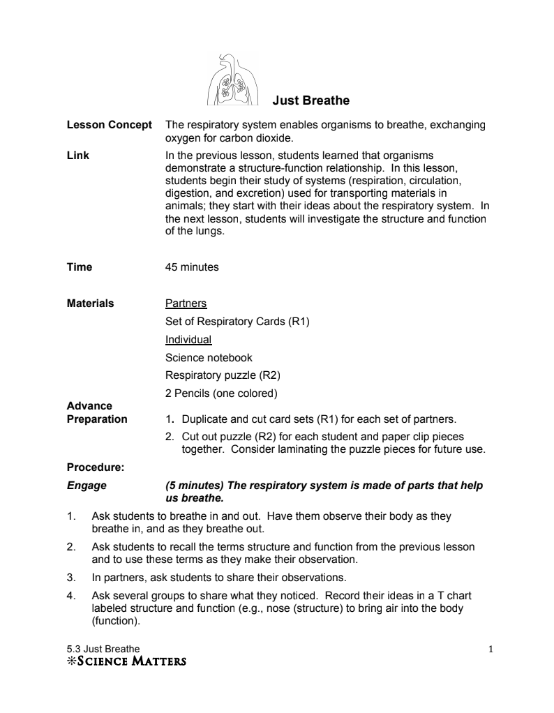 Just Breathe Lesson Plan