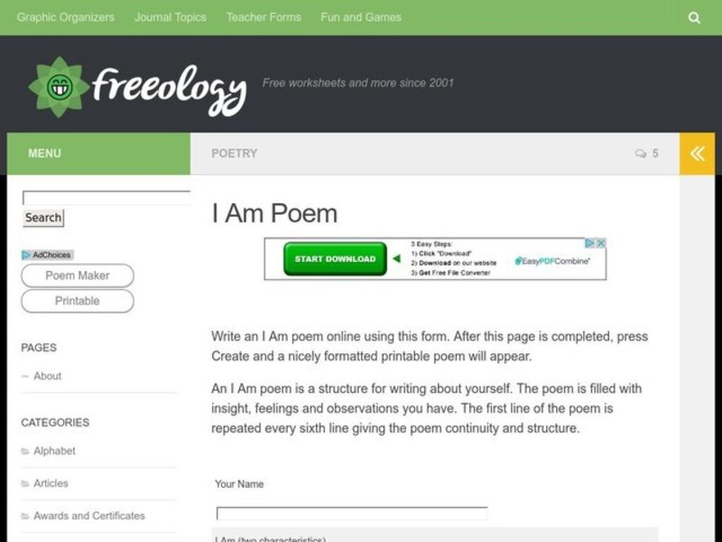 I Am Poem Interactive