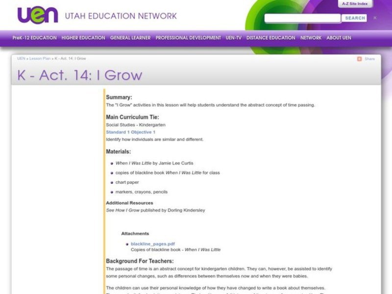 I Grow Lesson Plan
