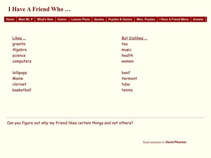 I Have A Friend Who Worksheet