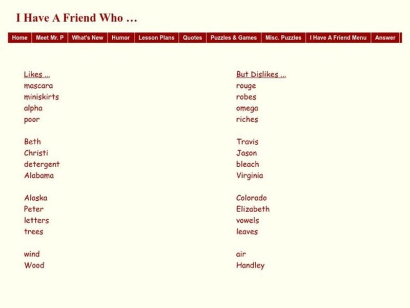 I Have A Friend Who Worksheet