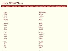 I Have a Friend Who.. Worksheet