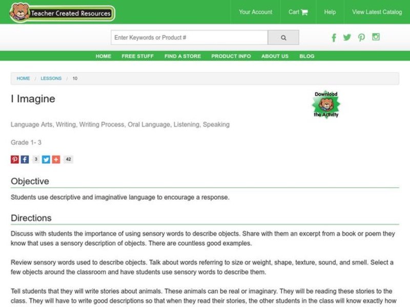 I Imagine Lesson Plan