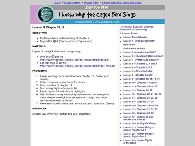 I Know Why the Caged Bird Sings Lesson Plan
