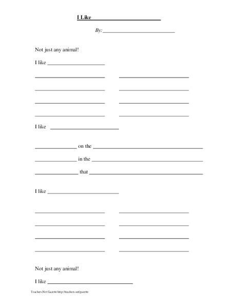 I Like Worksheet