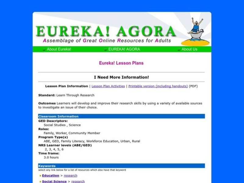 I Need More Information! Lesson Plan