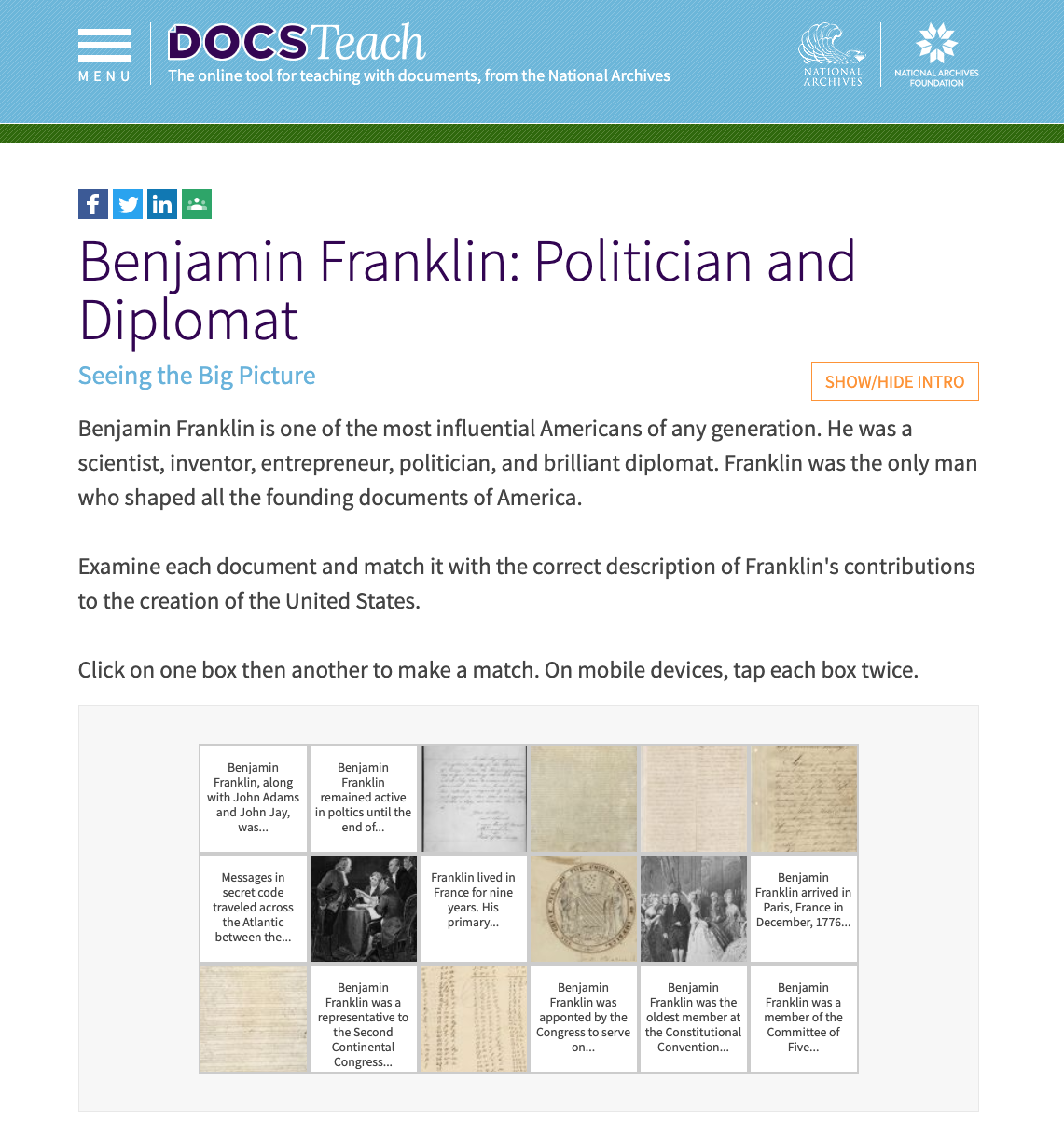 Benjamin Franklin: Politician and Diplomat Interactive