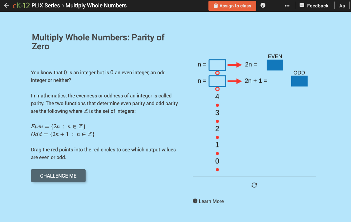 Whole Number Multiplication: Parity of Zero Interactive