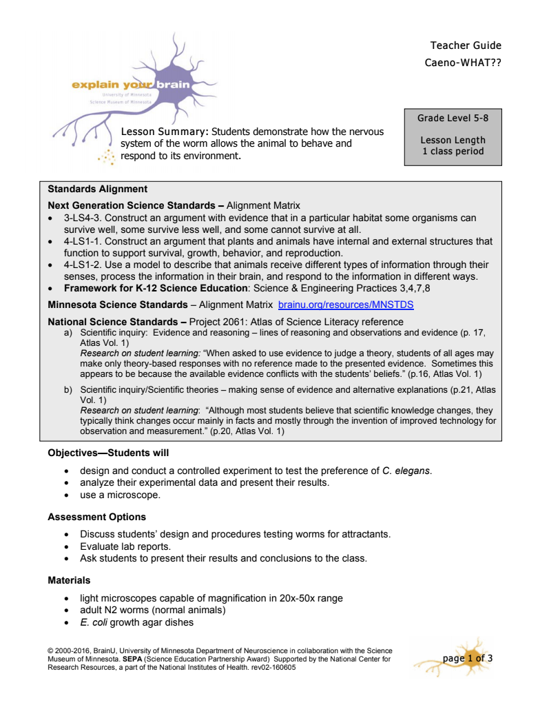 Caeno-WHAT?? Lesson Plan