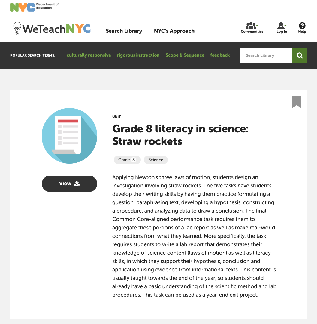 Straw Rockets Unit Plan