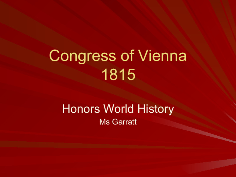 Congress of Vienna 1815 PPT