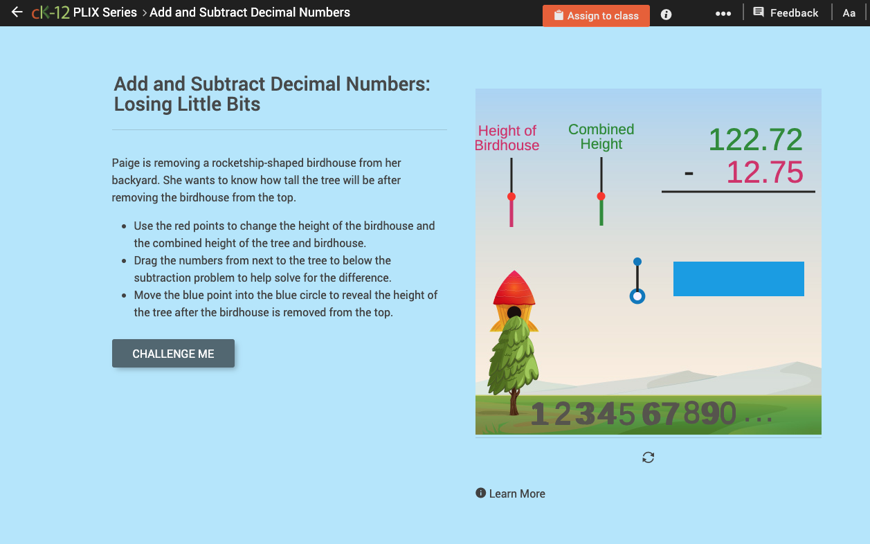 Add and Subtract Decimal Numbers: Losing Little Bits Interactive