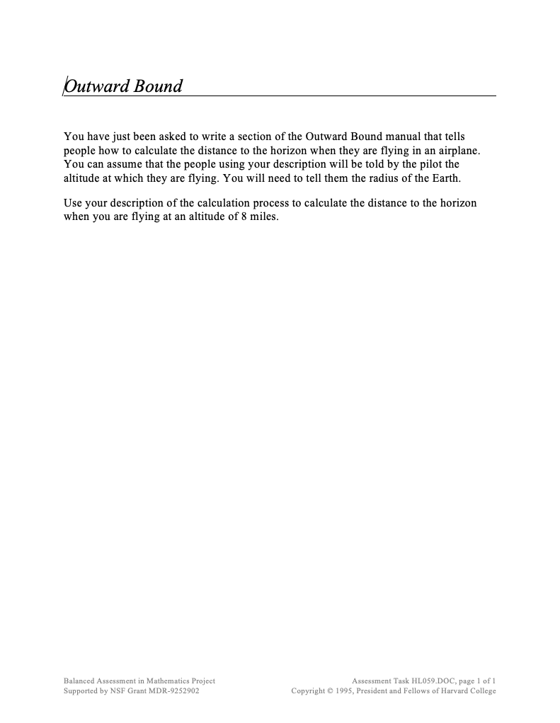 Outward Bound Assessment