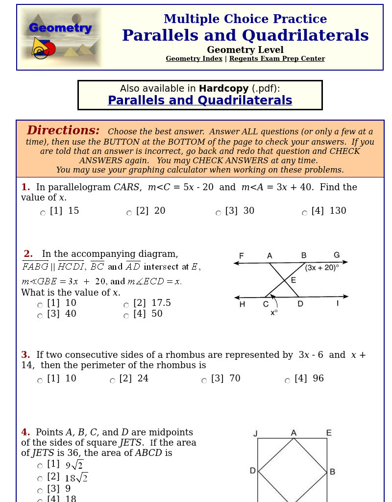 Parallels and Quadrilaterals Interactive