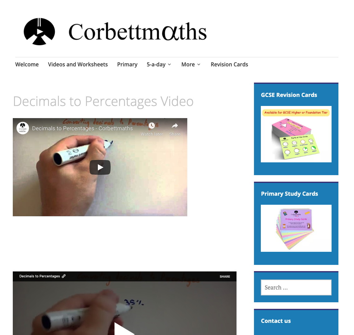 Decimals to Percentages Instructional Video
