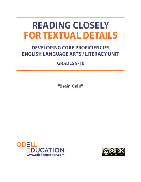 Reading Closely for Textual Details: Grades 9-10 Unit Plan