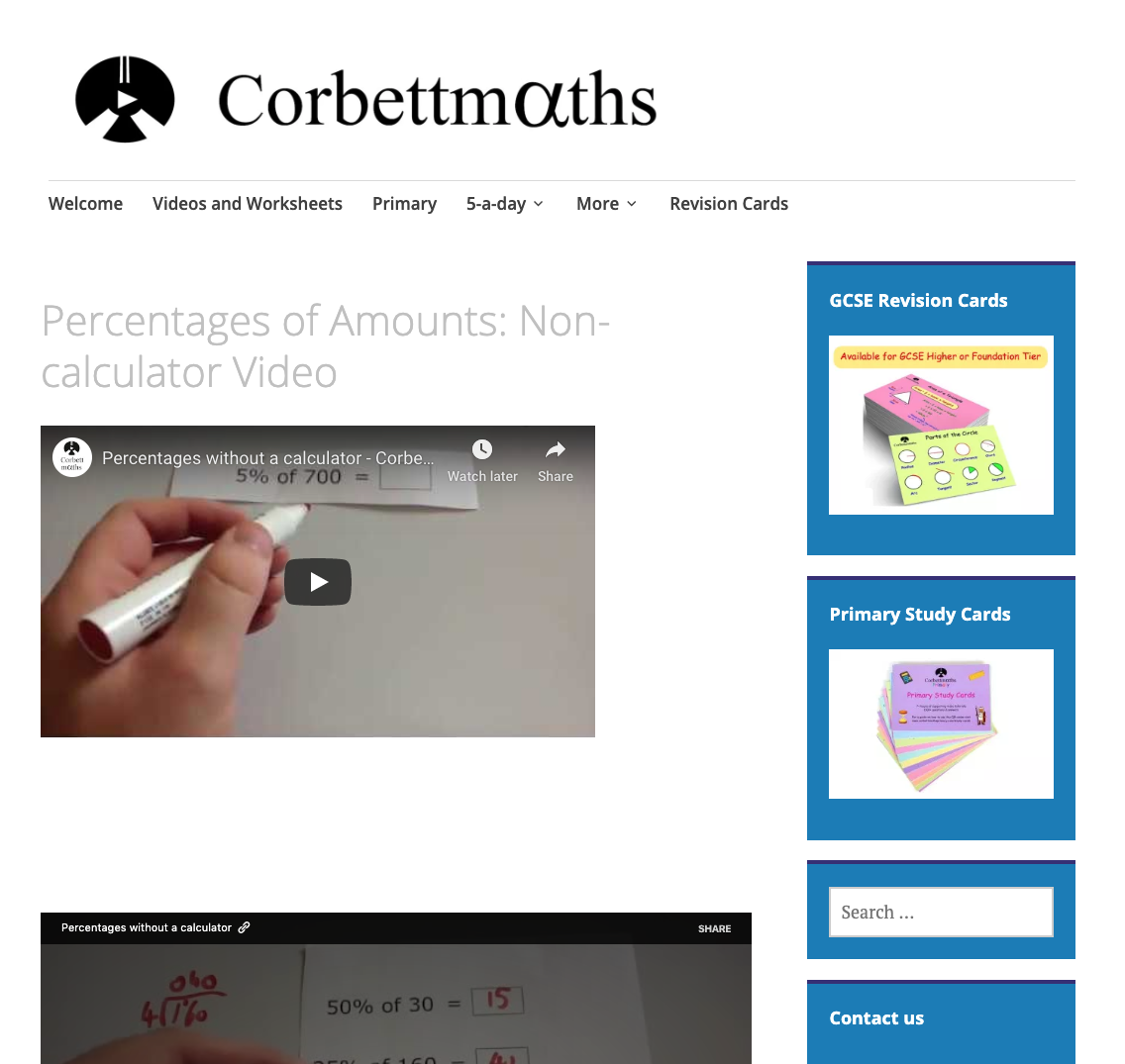 Percentages: Of an Amount (Non-Calc) Instructional Video
