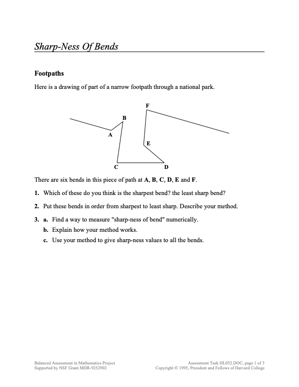 Sharp-Ness of Bends Assessment
