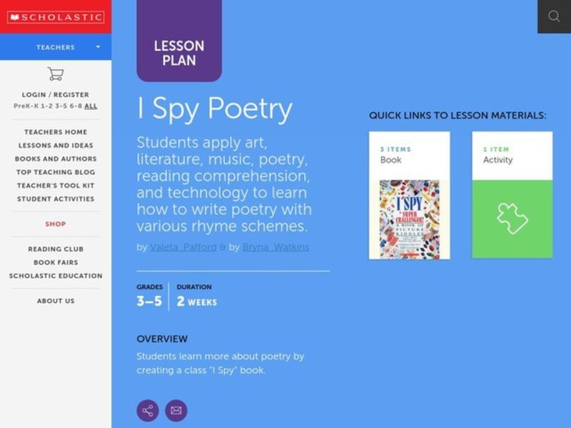 I Spy Poetry Lesson Plan