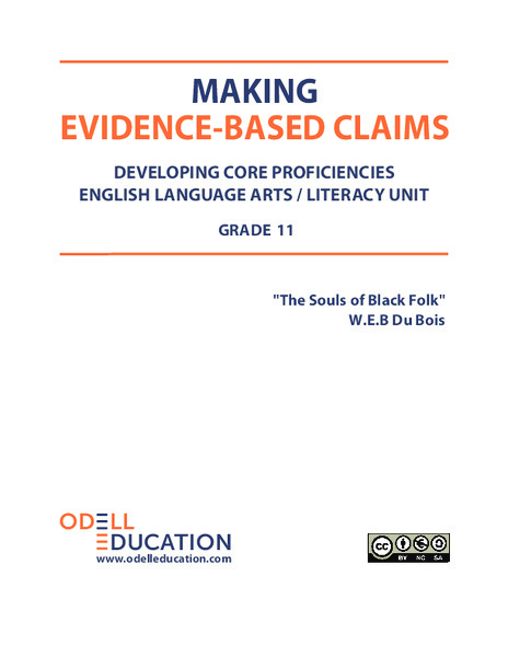 Making Evidence-Based Claims: "The Souls of Black Folk" by W.E.B. Du Bois Unit Plan