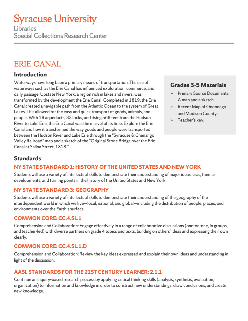 Erie Canal Lesson Plan