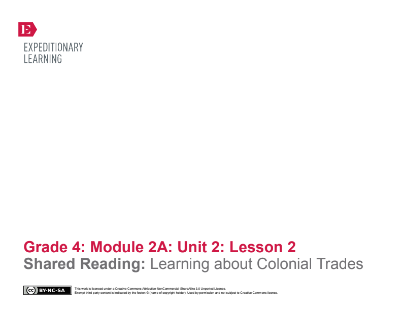 Shared Reading: Learning About Colonial Trades Lesson Plan