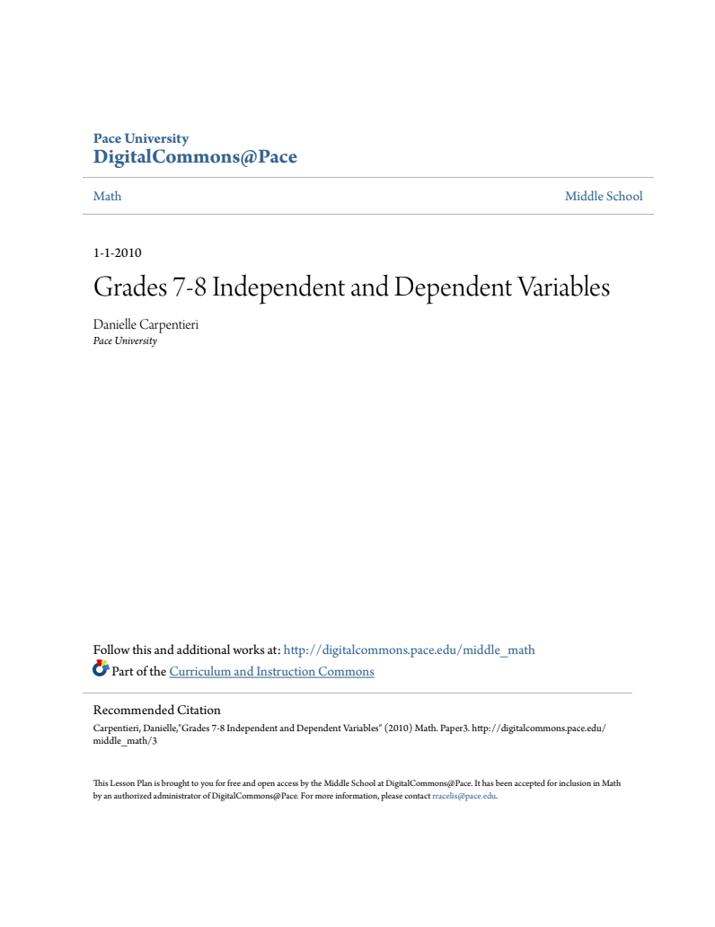 Grades 7-8 Independent and Dependent Variables Lesson Plan