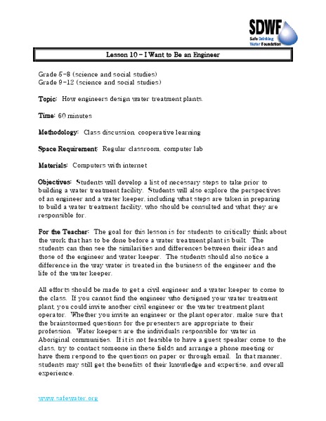 I Want to Be an Engineer Lesson Plan