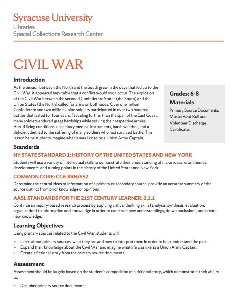 Civil War Lesson Plan