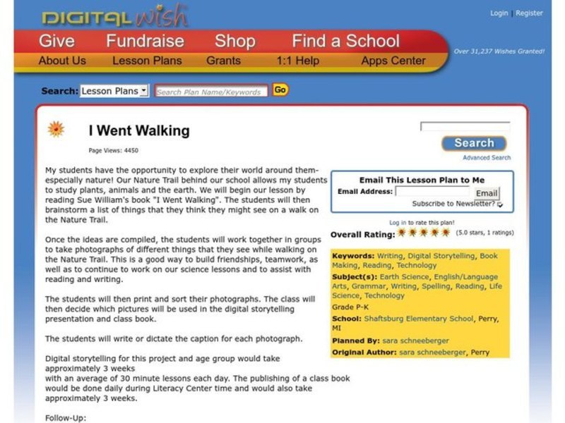 I Went Walking Lesson Plan