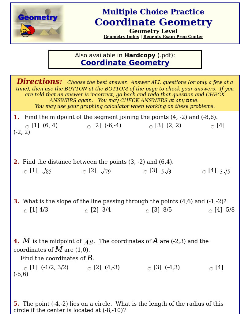 Coordinate Geometry Interactive