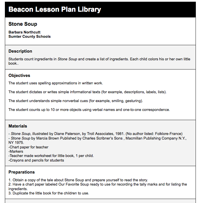Stone Soup Lesson Plan