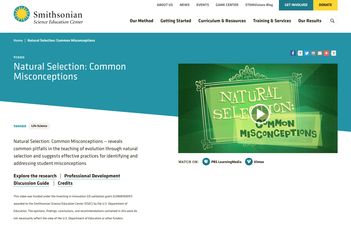 Natural Selection: Common Misconceptions Instructional Video
