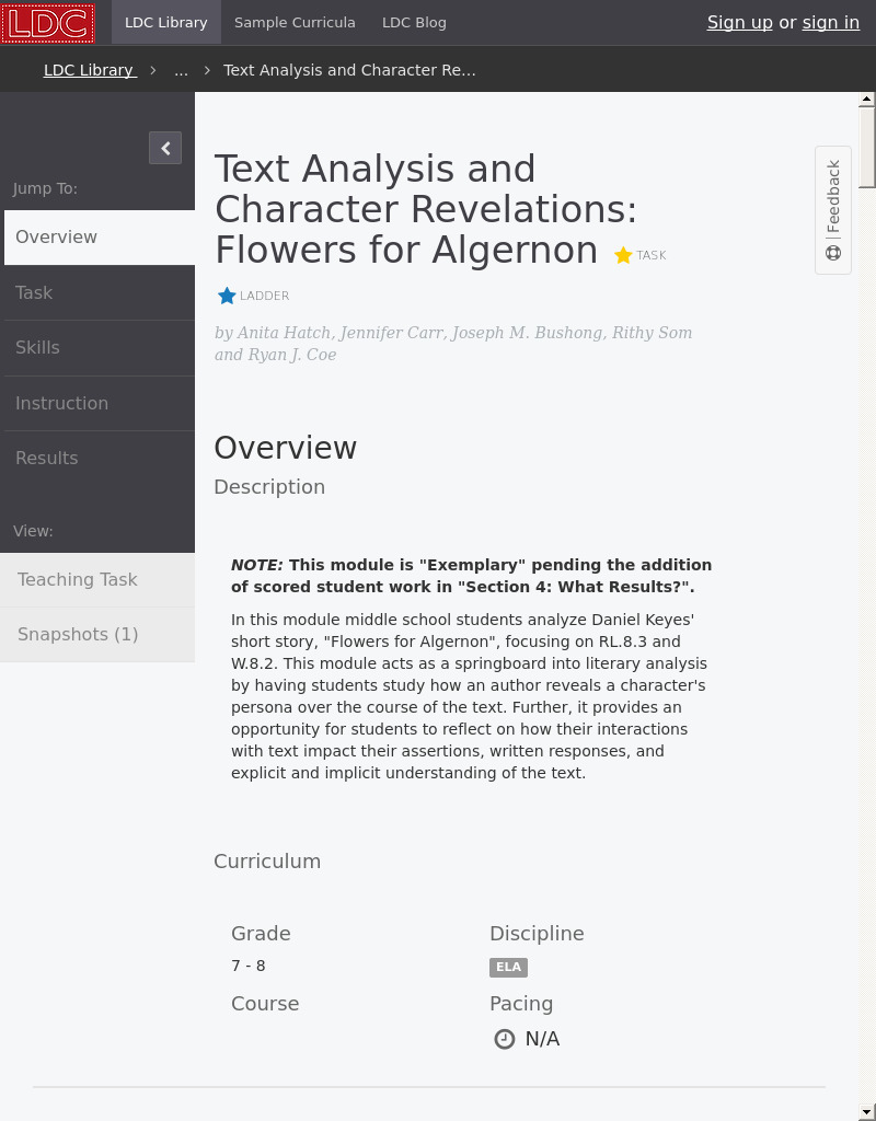 Text Analysis and Character Revelations: Flowers for Algernon Lesson Plan