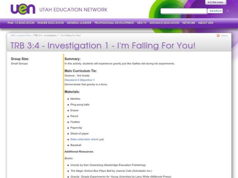 I'm Falling For You! Lesson Plan