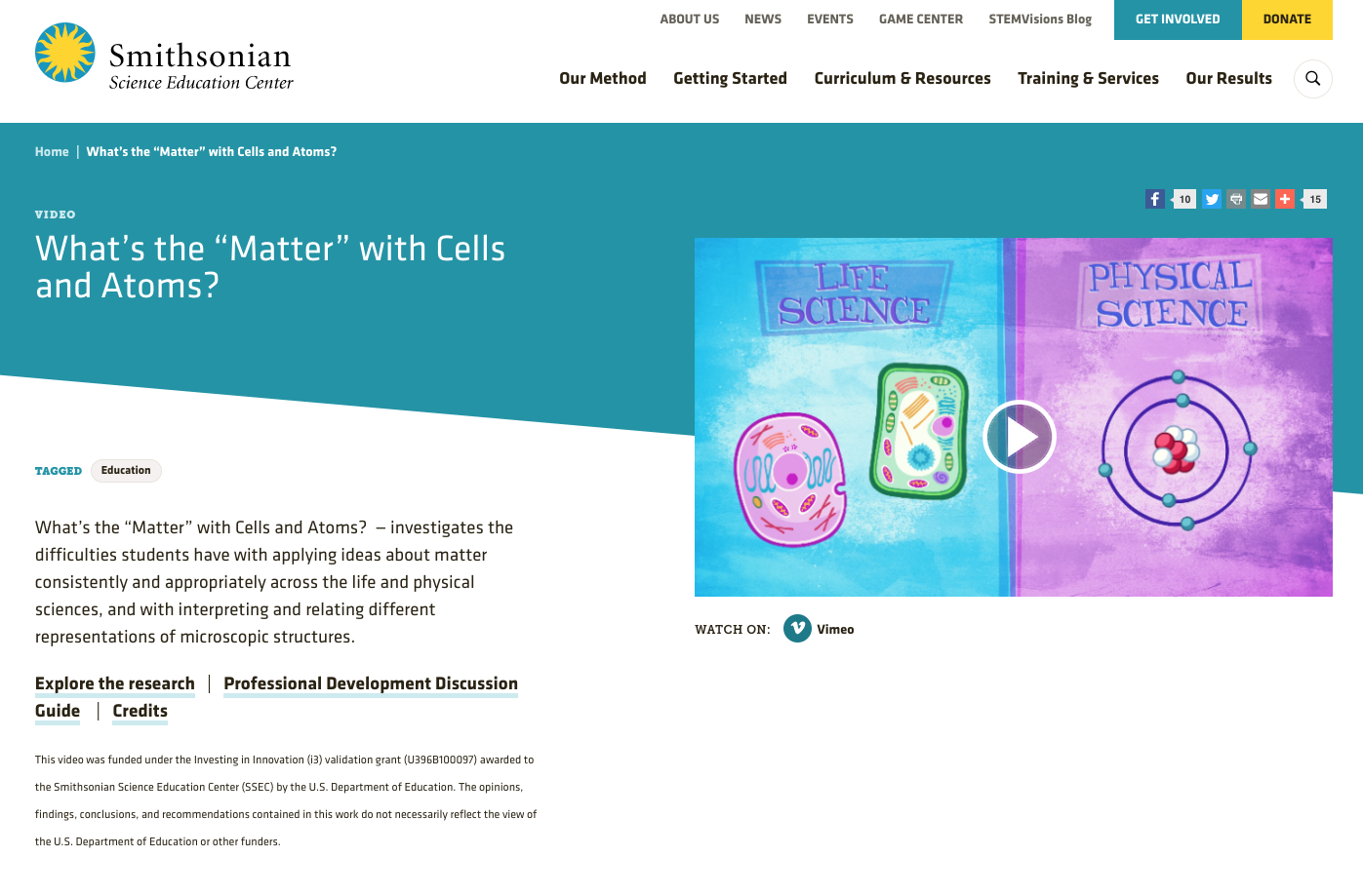 What’s the “Matter” With Cells and Atoms? Instructional Video