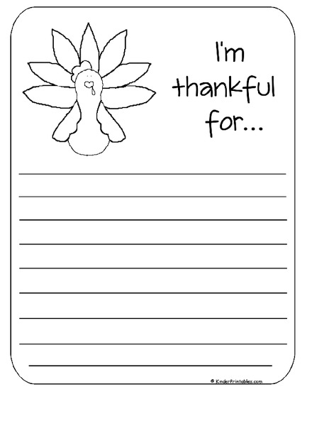 I'm Thankful For... Worksheet