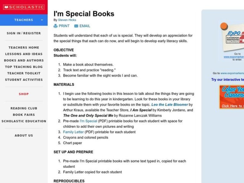 I'm Special Books Lesson Plan