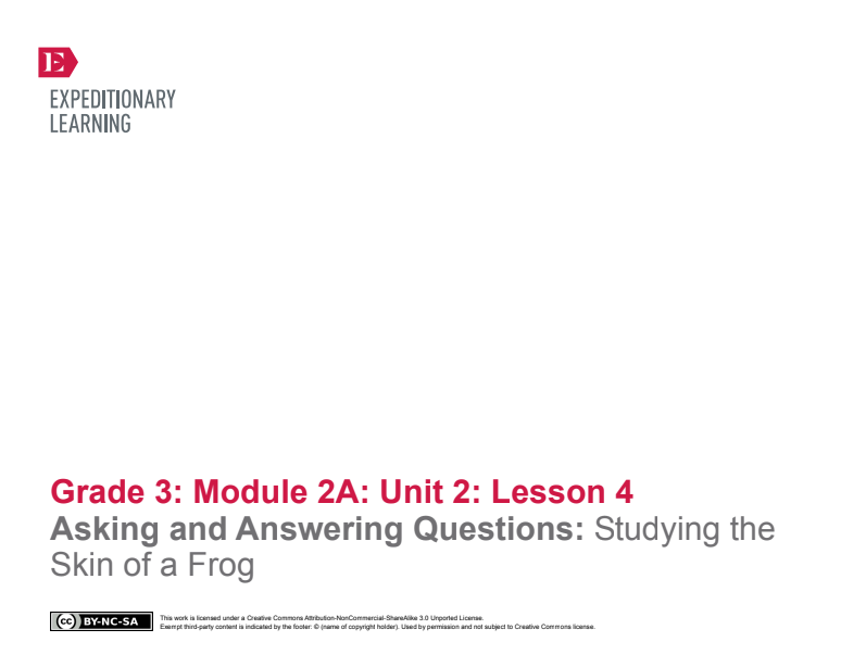 Asking and Answering Questions: Studying the Skin of a Frog Lesson Plan