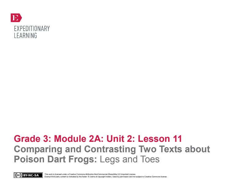 Comparing and Contrasting Two Texts about Poison Dart Frogs: Legs and Toes Lesson Plan