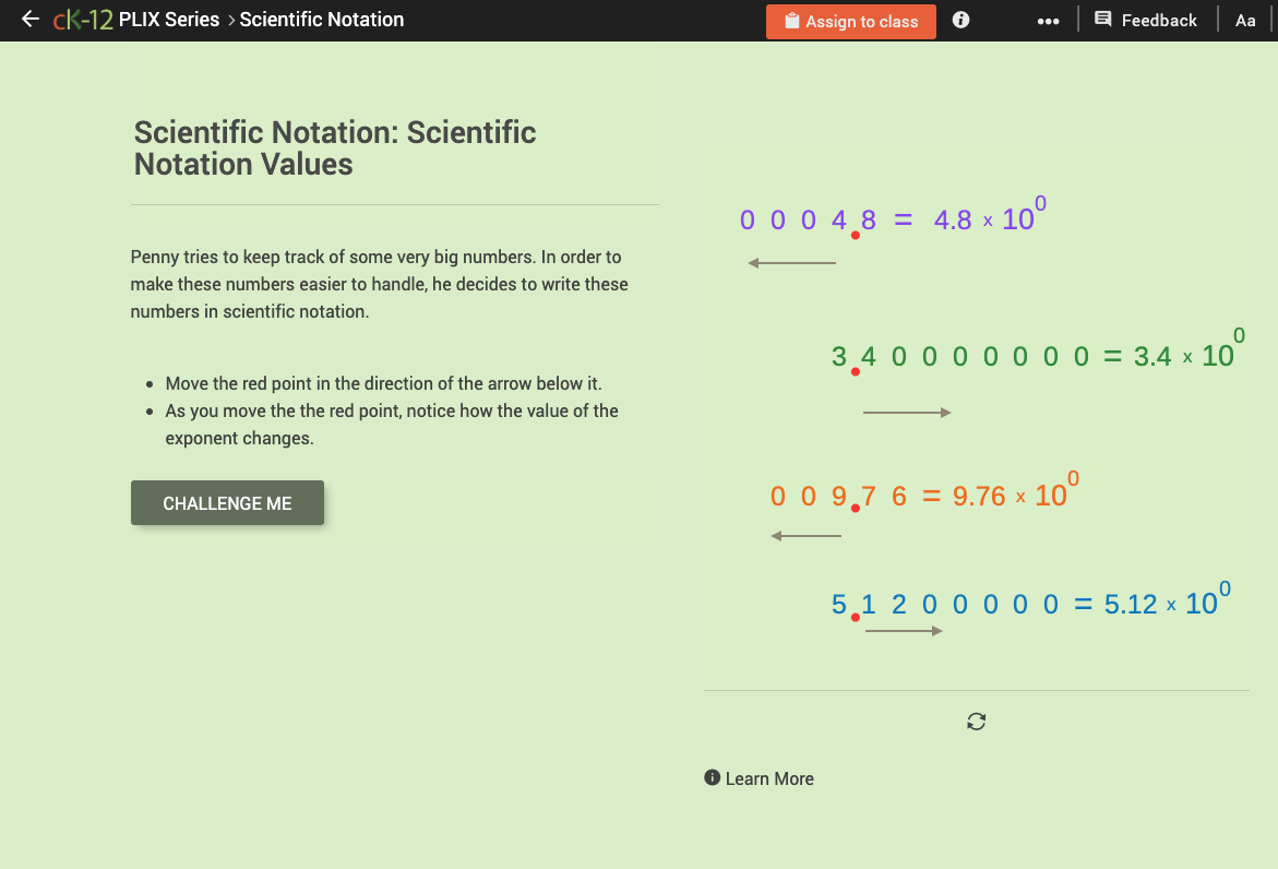 Scientific Notation Values Interactive