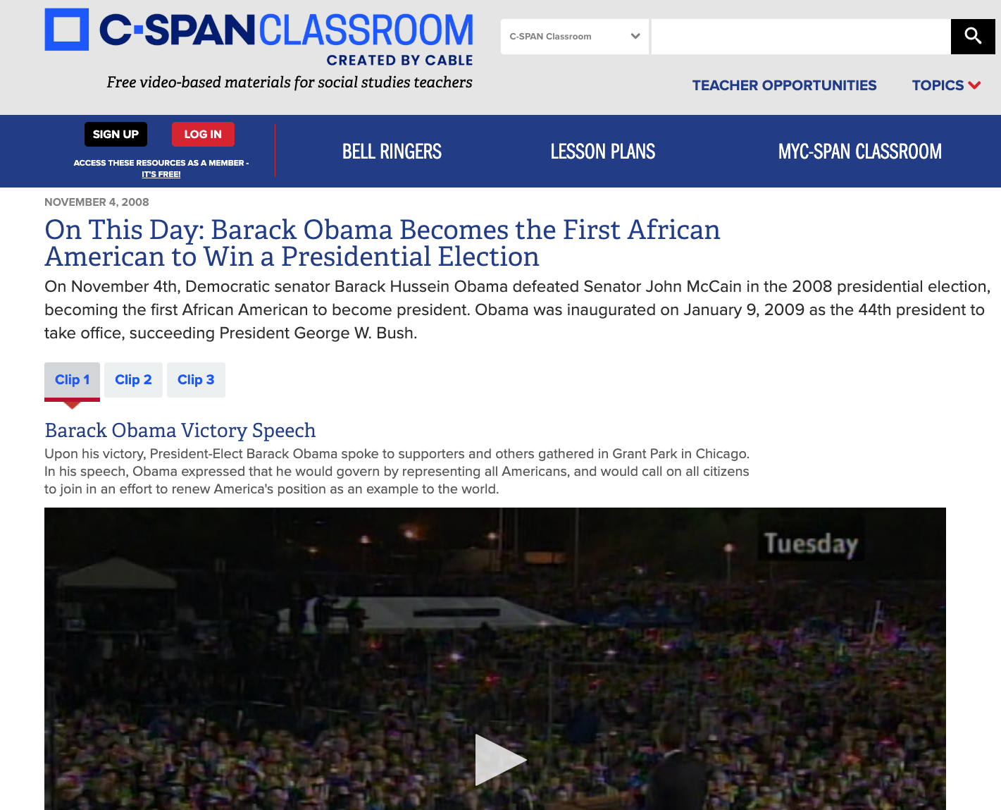 On This Day: Barack Obama Becomes the First African American to Win a Presidential Election Instructional Video