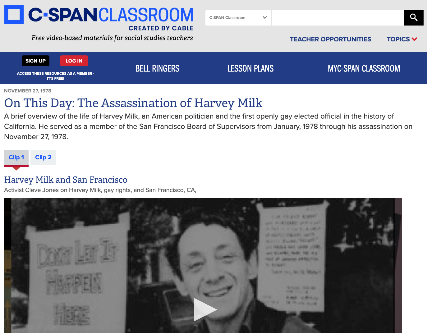On This Day: The Assassination of Harvey Milk Instructional Video