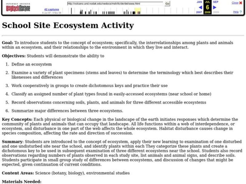 School Site Ecosystem Lesson Plan