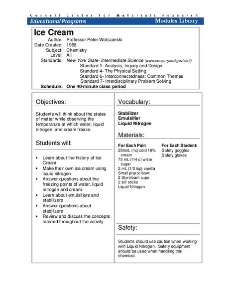 Ice Cream Lesson Plan