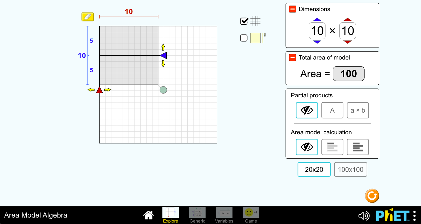 Area Model Algebra Interactive