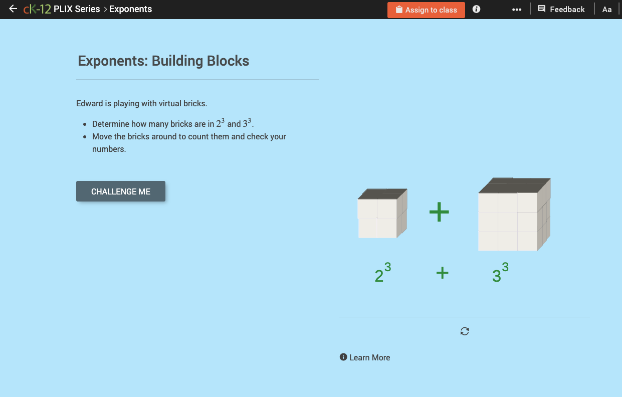 Whole Number Exponents: Building Blocks Interactive