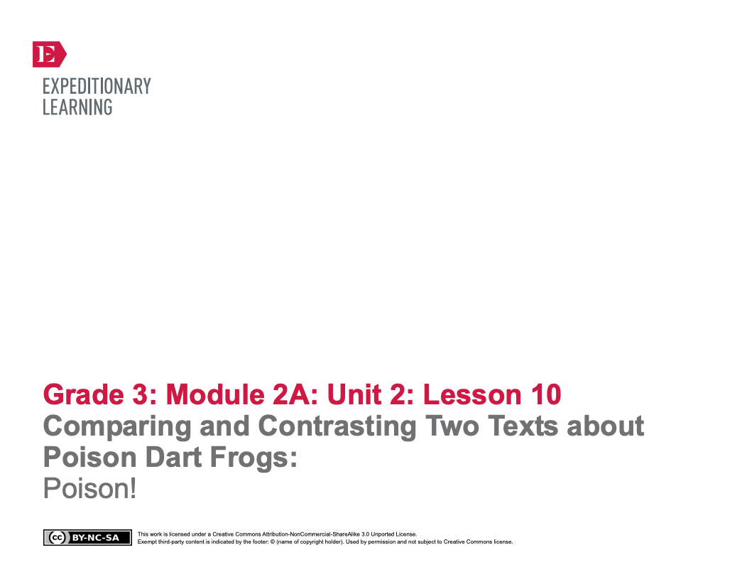 Comparing and Contrasting Two Texts about Poison Dart Frogs: Poison! Lesson Plan