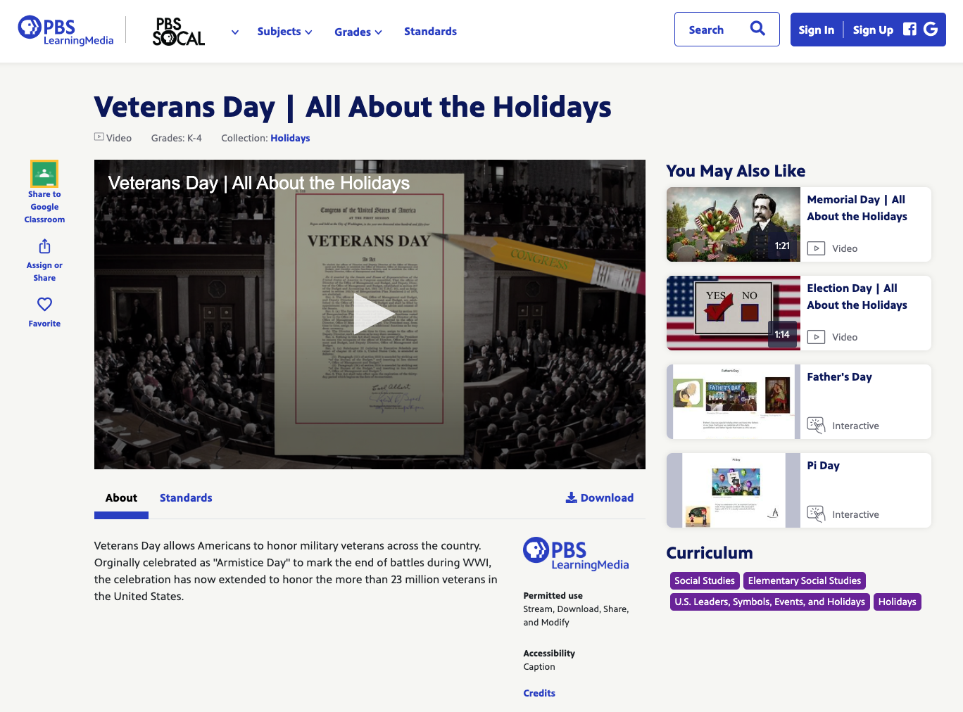 Veterans Day | All About the Holidays Instructional Video