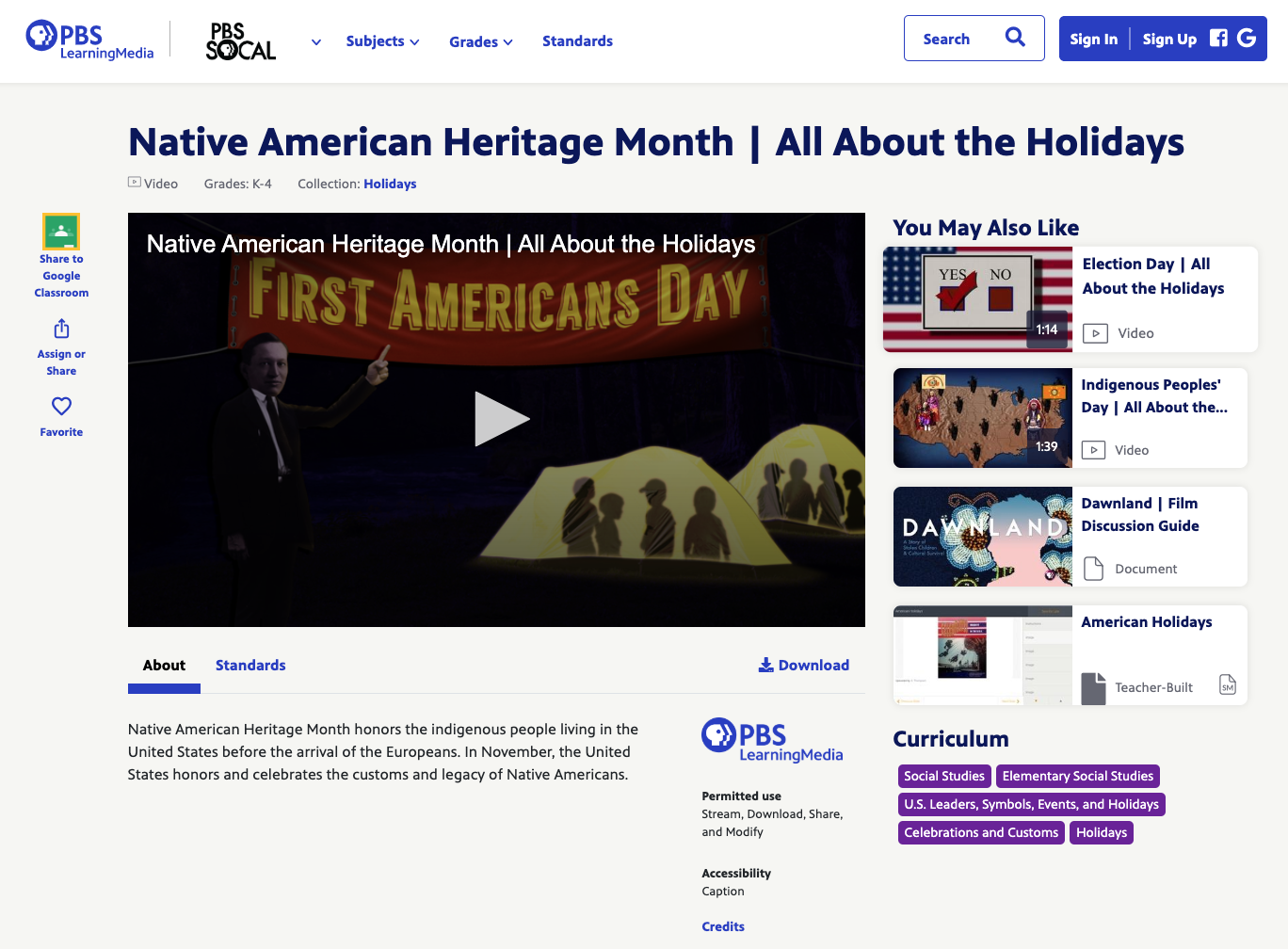 Native American Heritage Month | All About the Holidays Instructional Video